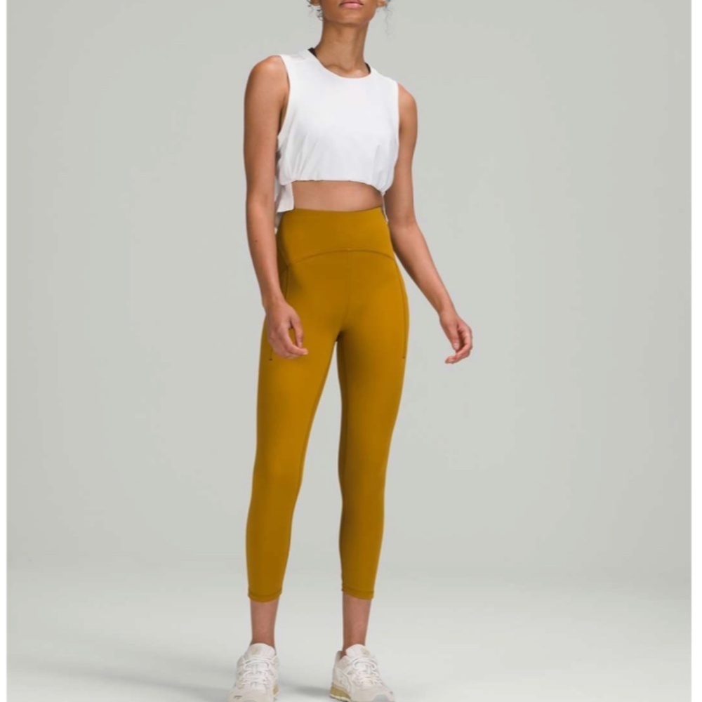 Lululemon‎ Power Thru High-Rise Crop 23" Gold Spice Athletic Size 14